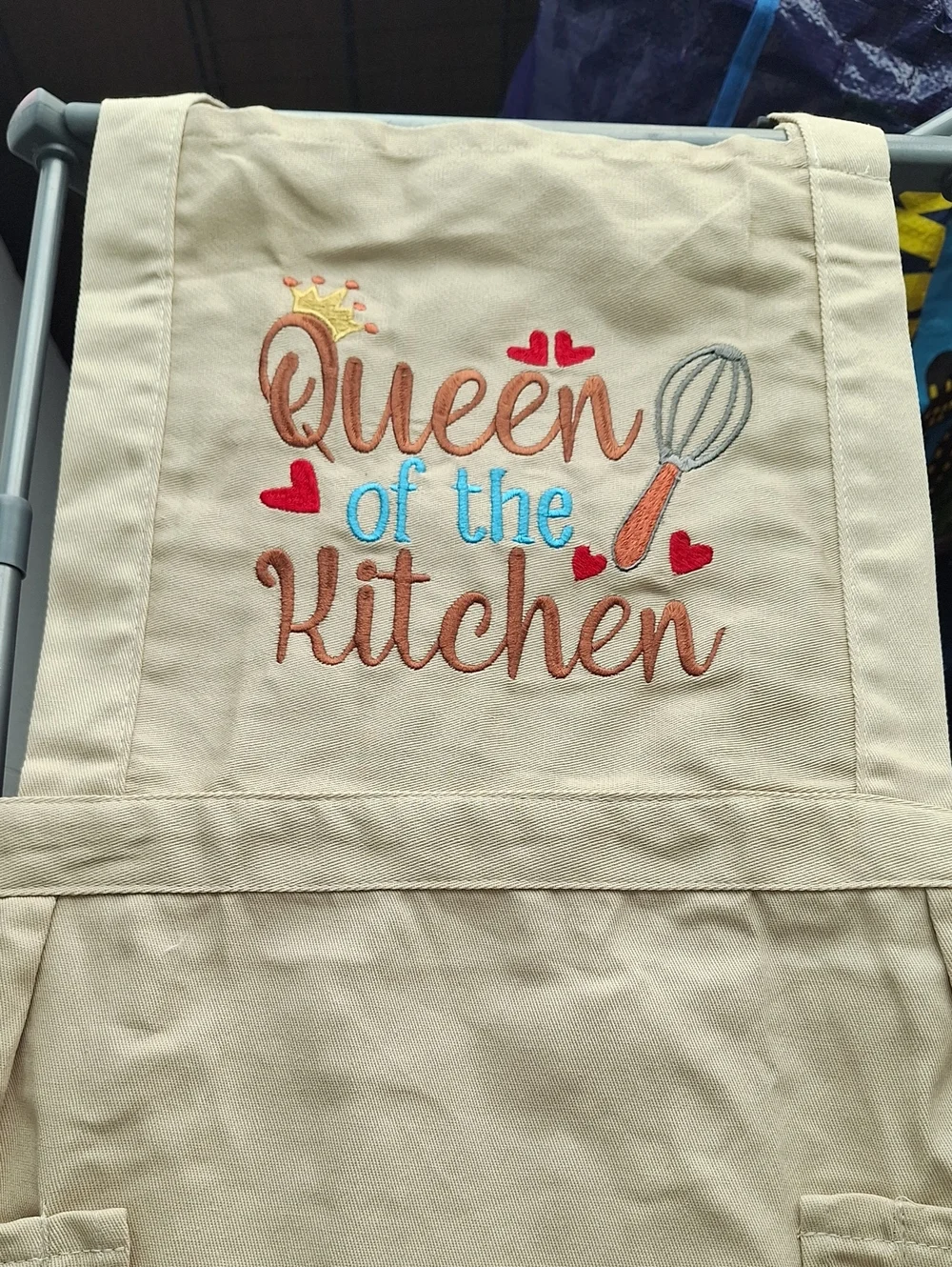 Queen of the Kitchen Embroidered Apron - Cream